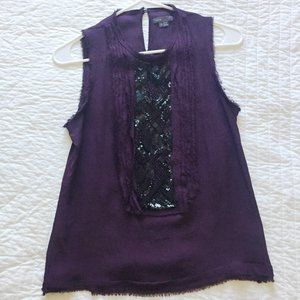 Vince silk chiffon beaded sleeveless blouse